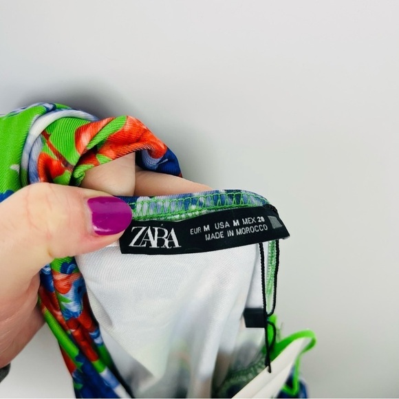 NWT Zara Floral Print One Shoulder Asymmetric Ruched Bodysuit Size M - Picture 6 of 8